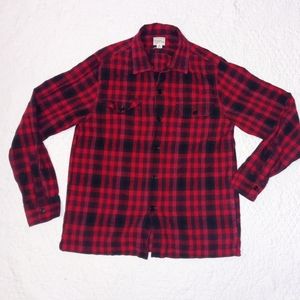 J CREW FLANNEL SHIRT LONG SLEEVE PLAID RUSTIC COTTON BLACK/RED MEN'S SMALL